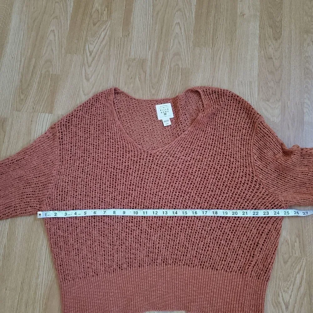 Billabong 'Feel the Breeze' Open Knit Crochet Sweater: size Large in Orange - Picture 11 of 12